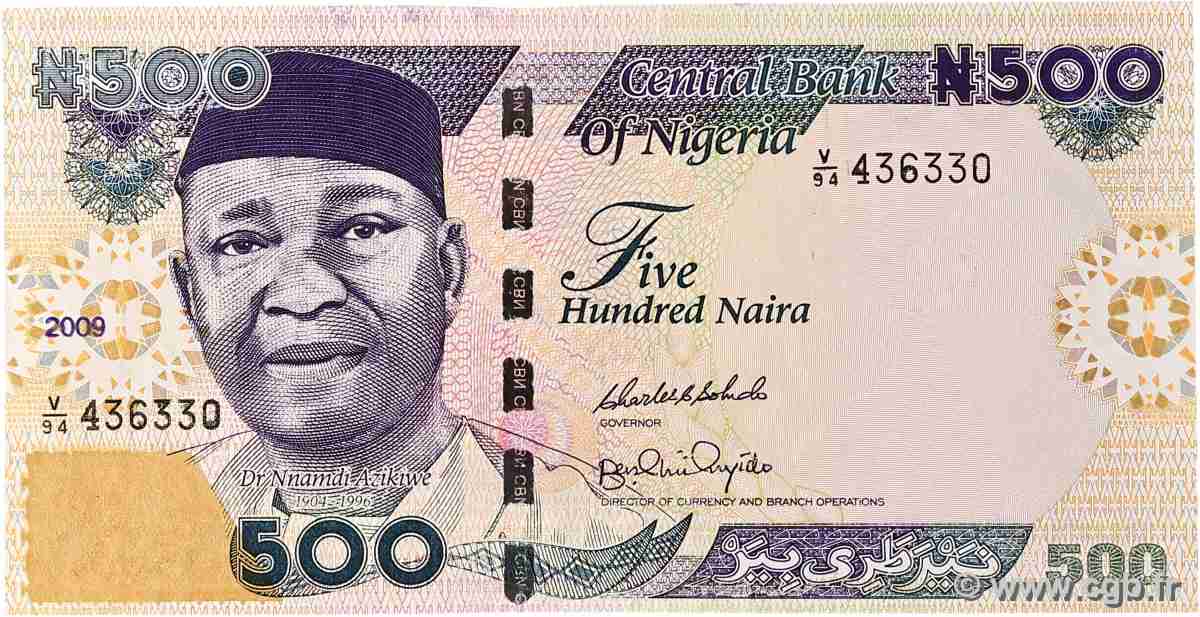 500 Naira NIGERIA 2009 P.30h VF+