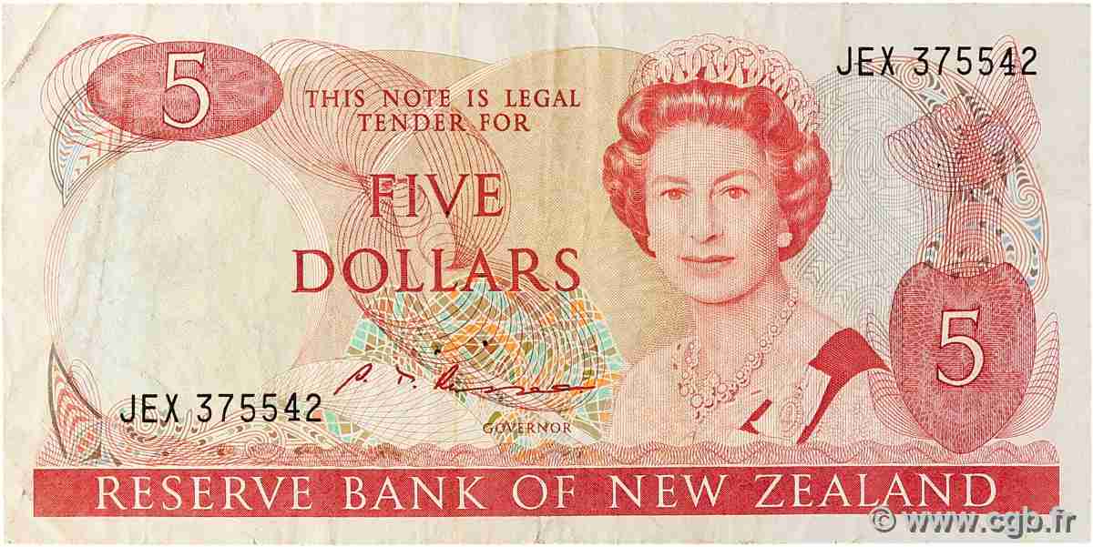 5 Dollars NEW ZEALAND 1985 P.171b F+
