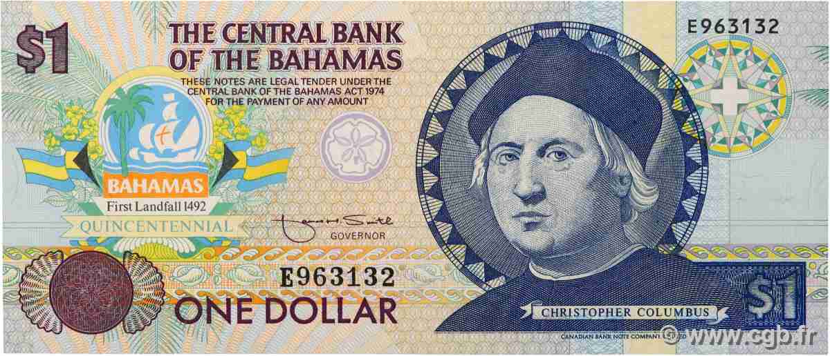 1 Dollar Commémoratif BAHAMAS 1992 P.50a FDC