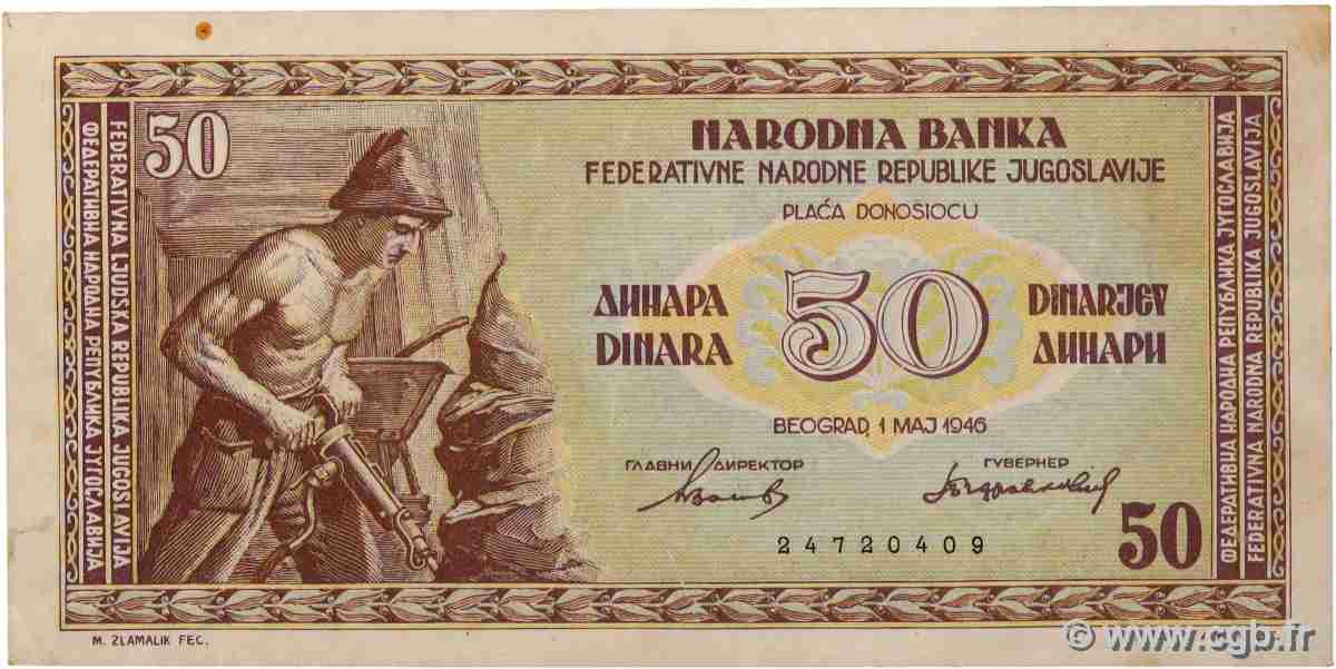 50 Dinara YUGOSLAVIA 1946 P.064b VF
