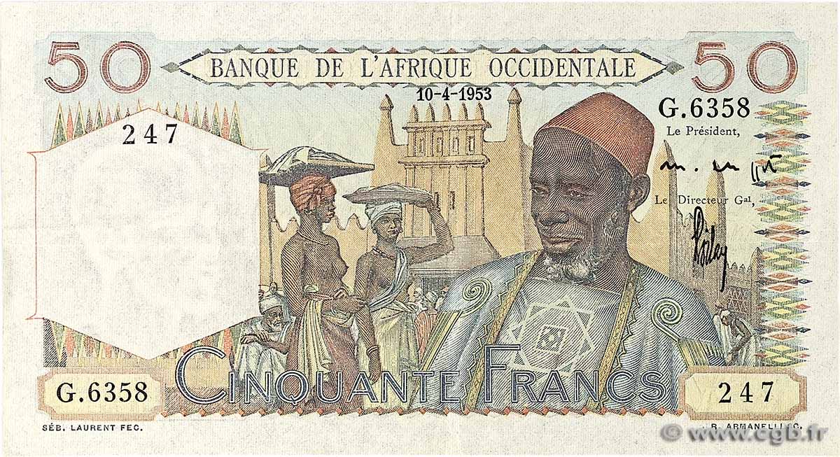 50 Francs FRENCH WEST AFRICA 1953 P.39 VF+