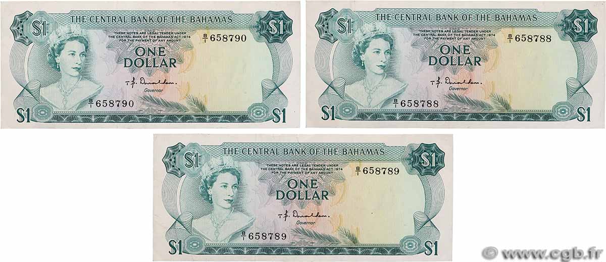 1 Dollar Consécutifs BAHAMAS 1974 P.35a VF