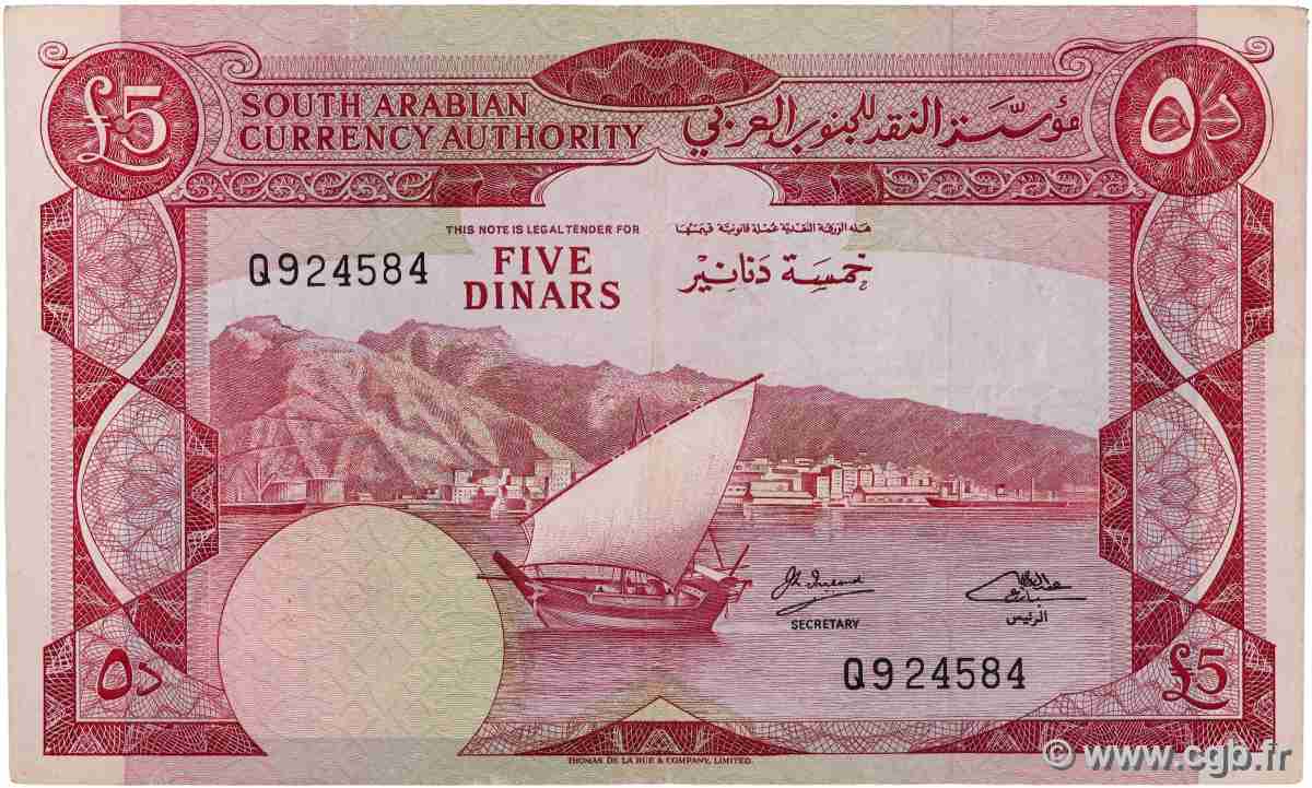 5 Dinars DEMOCRATIC REPUBLIC OF YEMEN 1965 P.04b F+