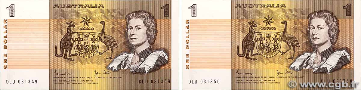 1 Dollar Consécutifs AUSTRALIA 1983 P.42d AU
