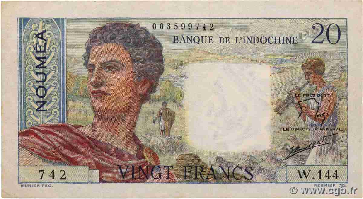 20 Francs NOUVELLE CALÉDONIE 1963 P.50c VF