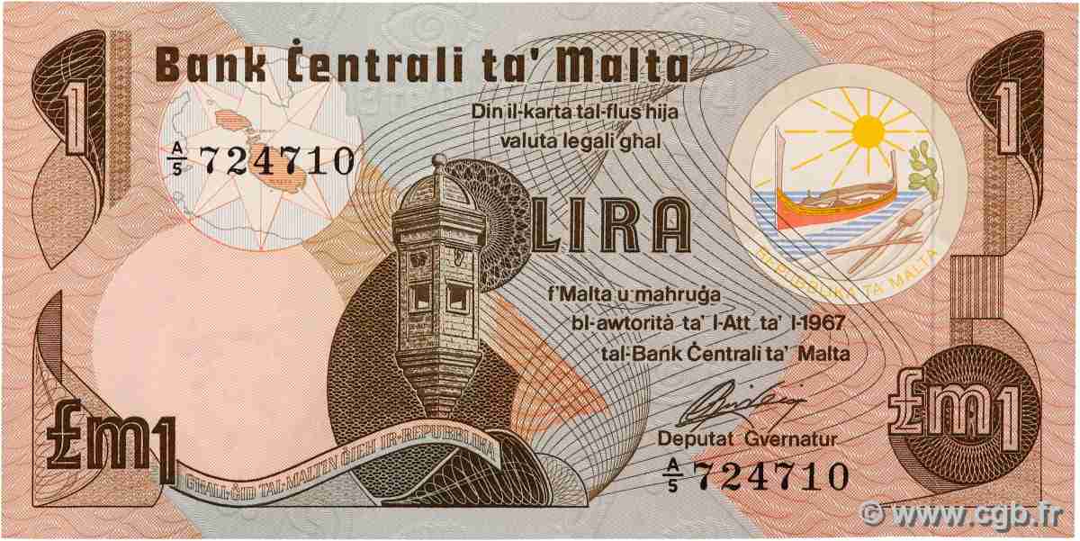 1 Lira MALTE 1979 P.34a SC