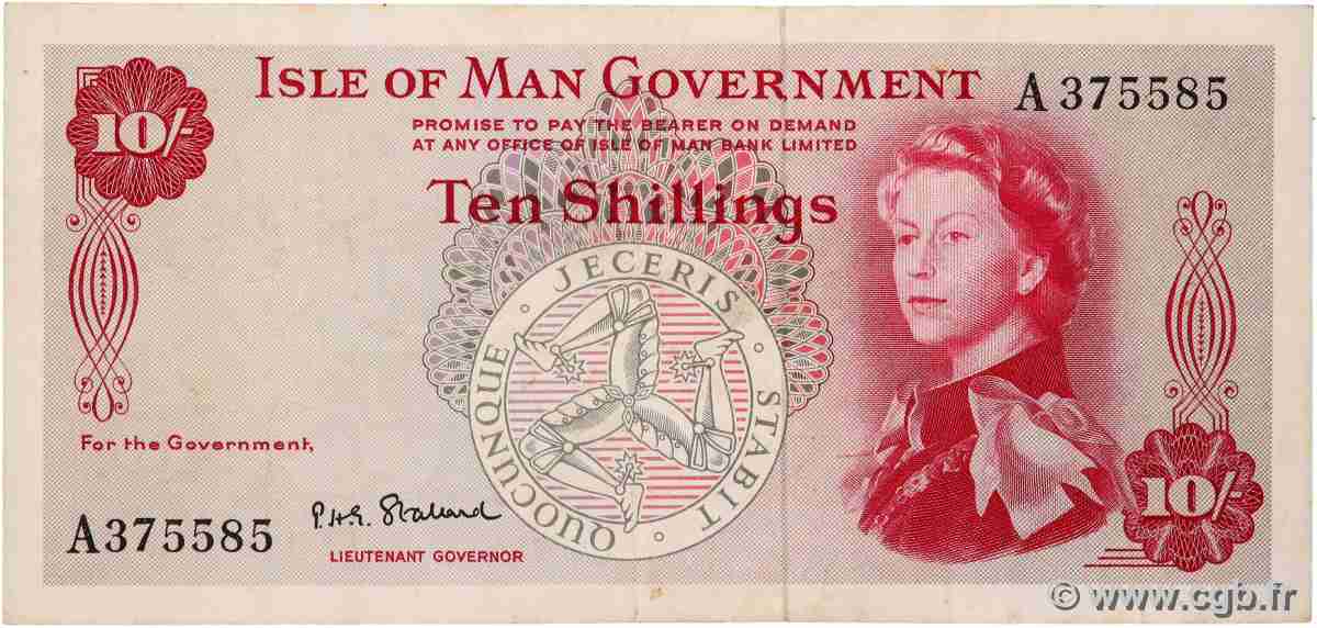 10 Shillings ÎLE DE MAN 1961 P.24b VF