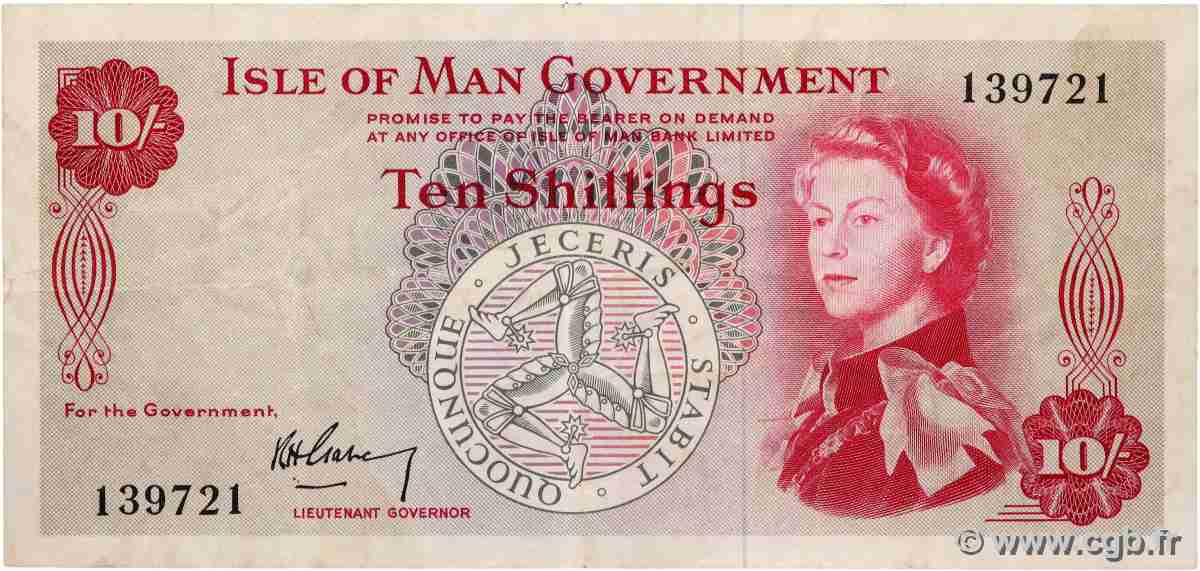 10 Shillings ISLE OF MAN 1961 P.24a VF-