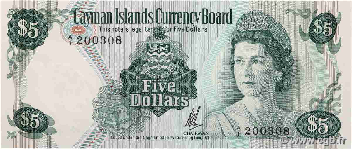 5 Dollars CAYMAN ISLANDS 1972 P.02a UNC