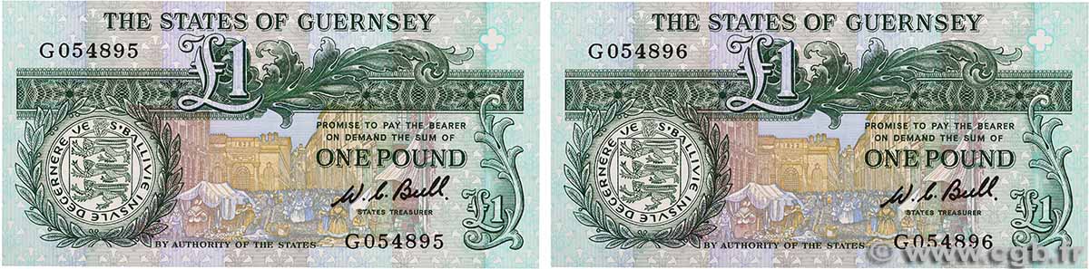 1 Pound Consécutifs GUERNSEY 1980 P.48a UNC-