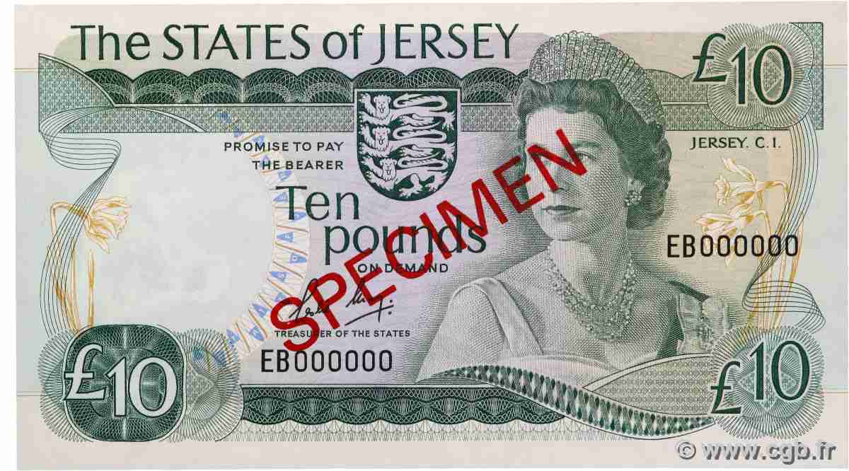 10 Pounds Spécimen JERSEY 1976 P.13bs pr.NEUF