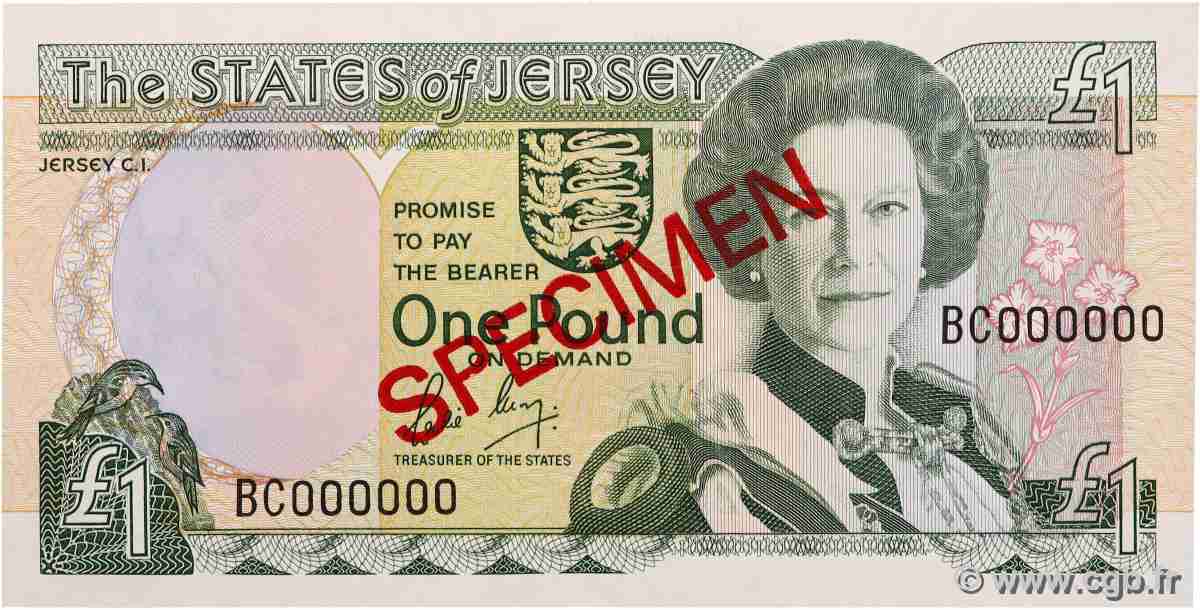 1 Pound Spécimen JERSEY 1989 P.15a UNC-