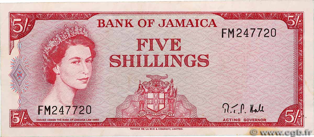5 Shillings JAMAICA 1964 P.51Ac VF