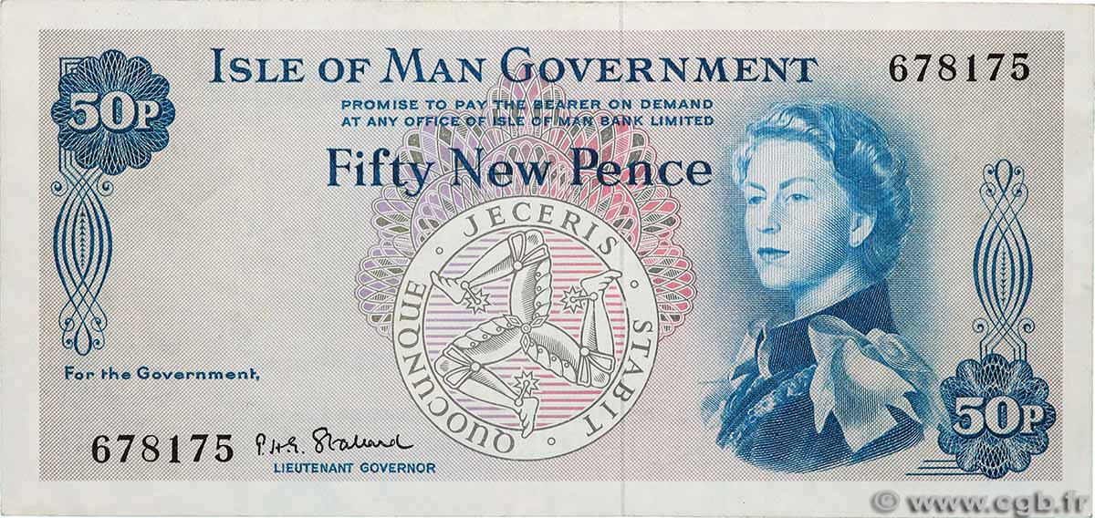 50 New Pence ISLE OF MAN 1969 P.27 VF+
