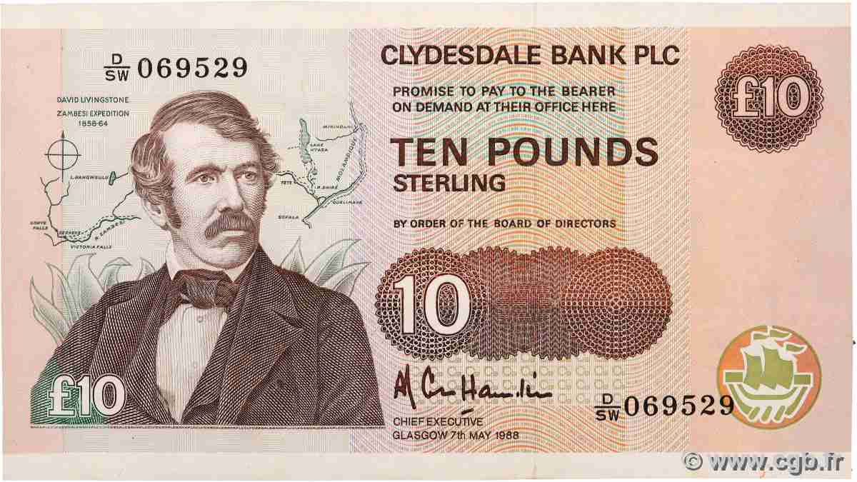 10 Pounds SCOTLAND 1988 P.214 fST