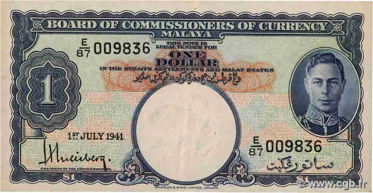 1 Dollar MALAYA 1941 P.11 VF