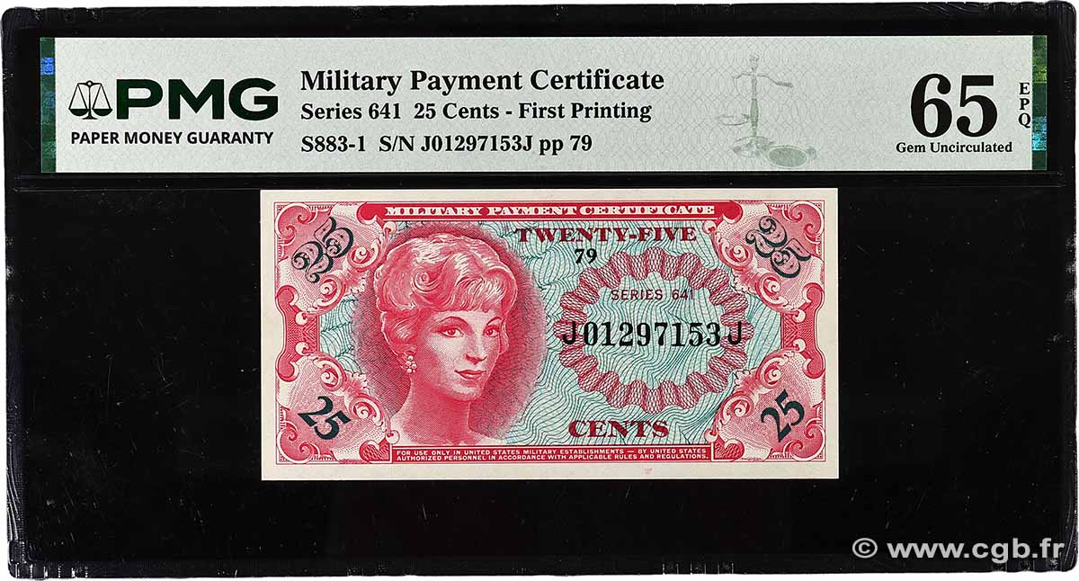 25 Cents ÉTATS-UNIS D AMÉRIQUE 1965 P.M059a NEUF