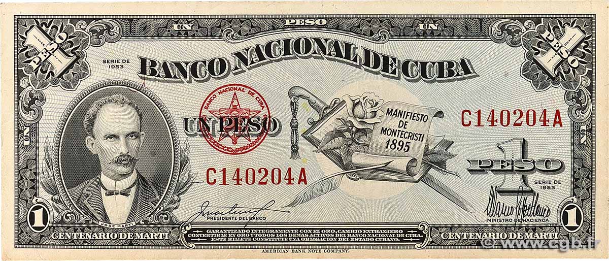 1 Peso Commémoratif CUBA 1953 P.086a TTB+