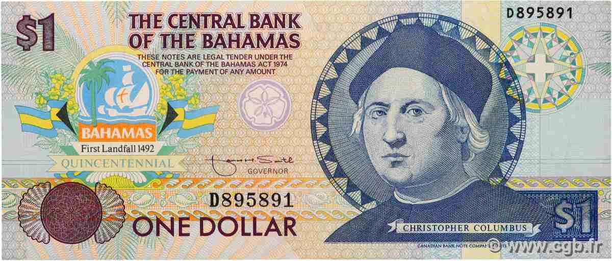 1 Dollar Commémoratif BAHAMAS 1992 P.50a MBC