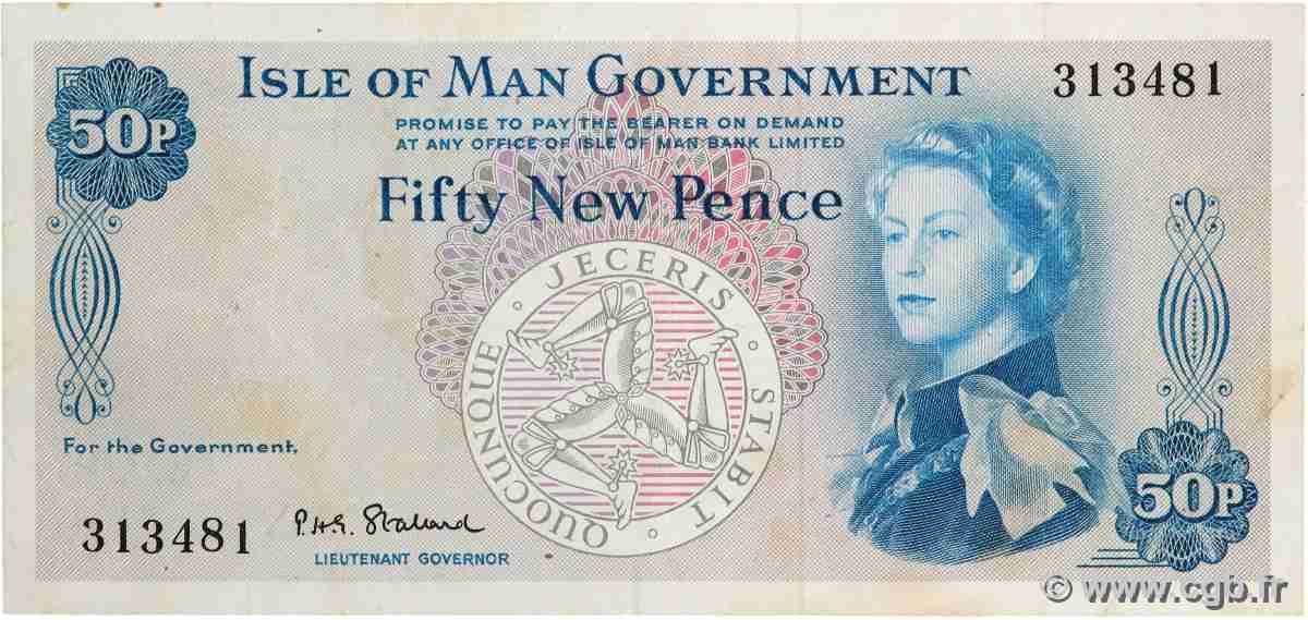 50 New Pence ÎLE DE MAN 1969 P.27 VF