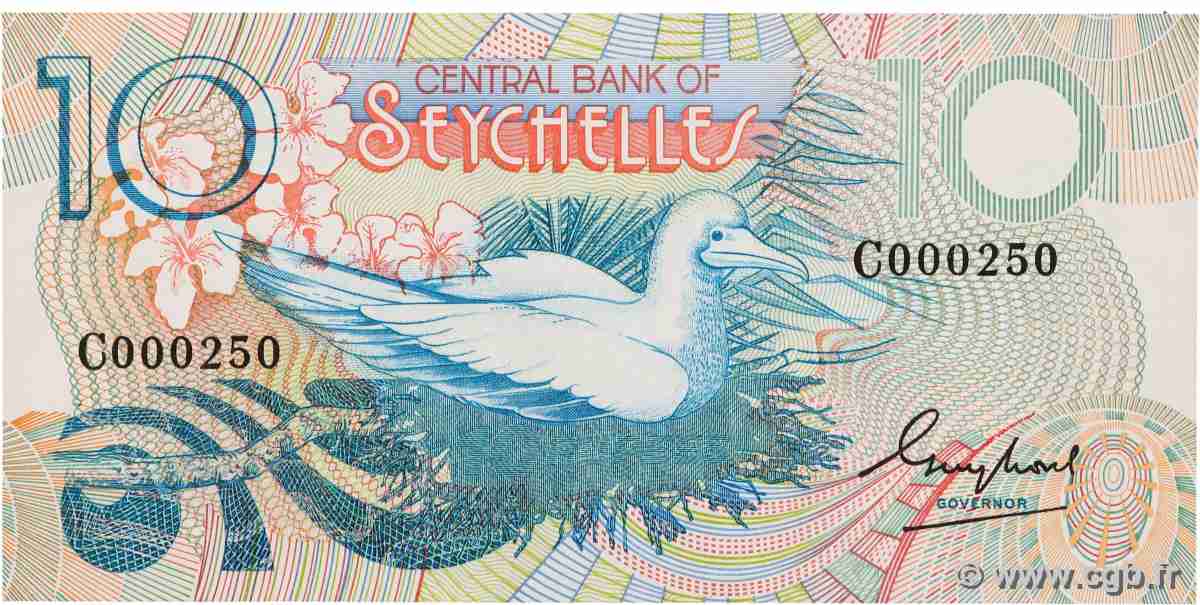 10 Rupees Petit numéro SEYCHELLES 1983 P.28 pr.NEUF