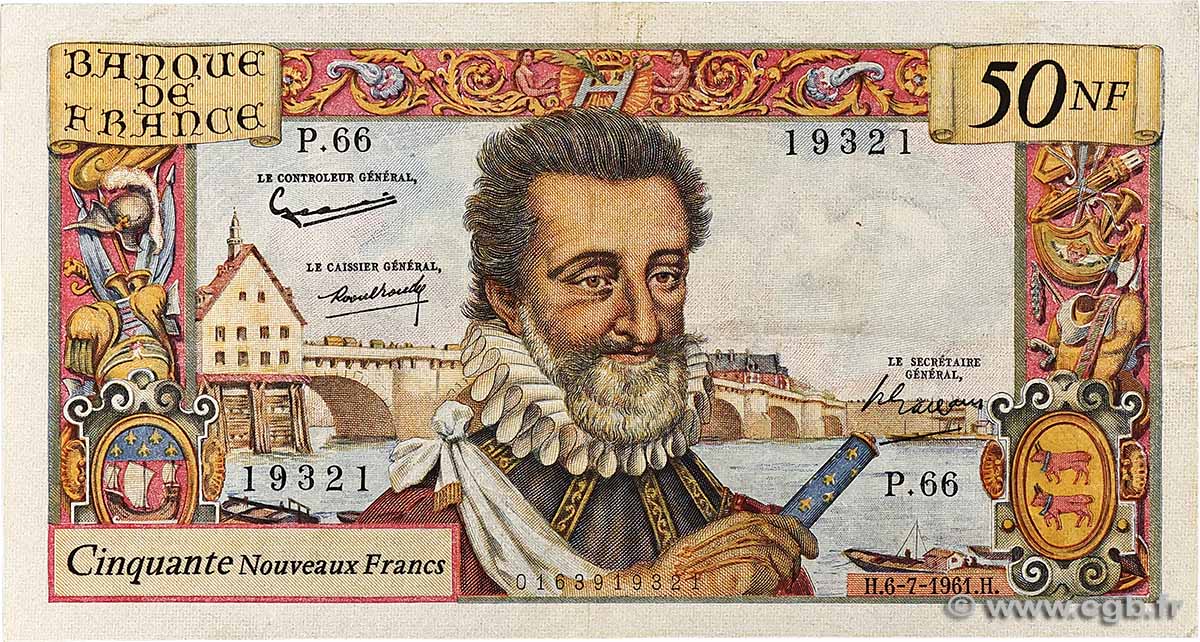 50 Nouveaux Francs HENRI IV FRANCE 1961 F.58.06 VF