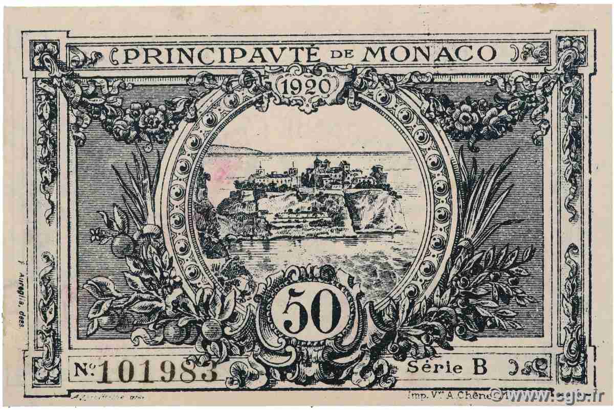 50 Centimes MONACO 1920 P.03a XF+