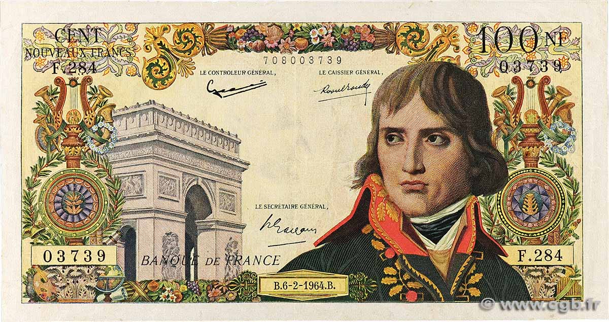 100 Nouveaux Francs BONAPARTE FRANCE 1964 F.59.25 VF-