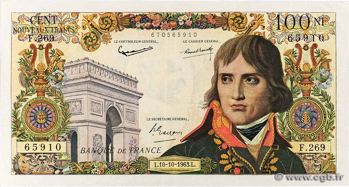 100 Nouveaux Francs BONAPARTE FRANCE 1963 F.59.23 VF