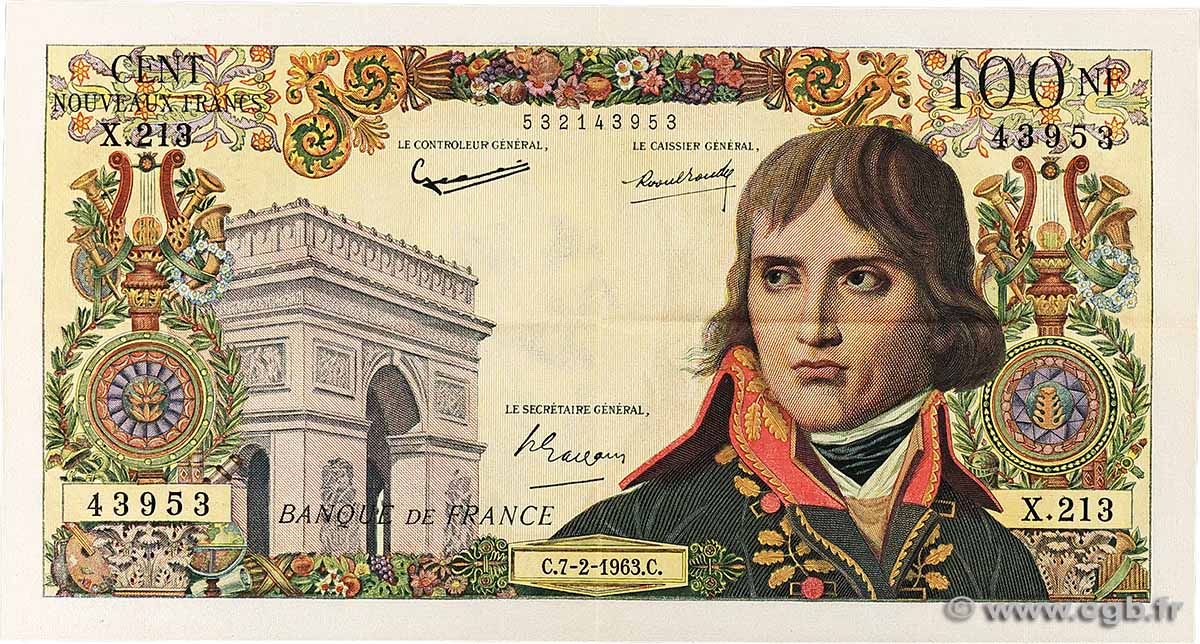 100 Nouveaux Francs BONAPARTE FRANCE 1963 F.59.19 XF
