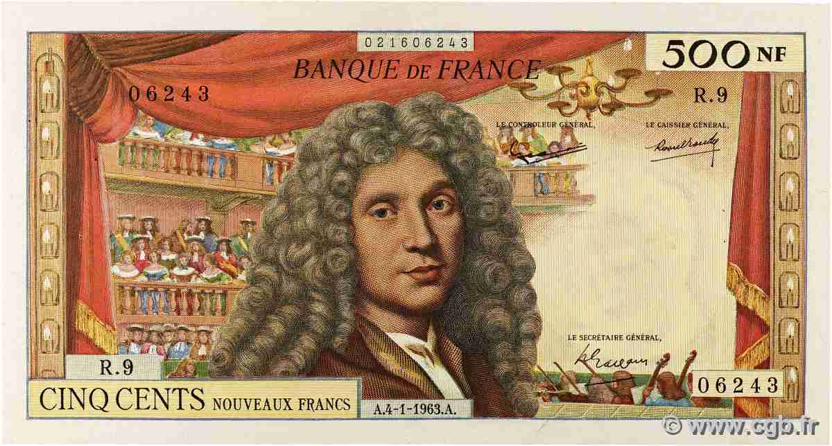 500 Nouveaux Francs MOLIÈRE FRANCE 1963 F.60.04 XF-