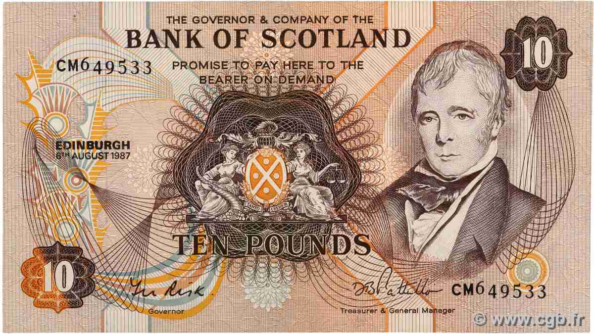 10 Pounds SCOTLAND 1987 P.113c VF+