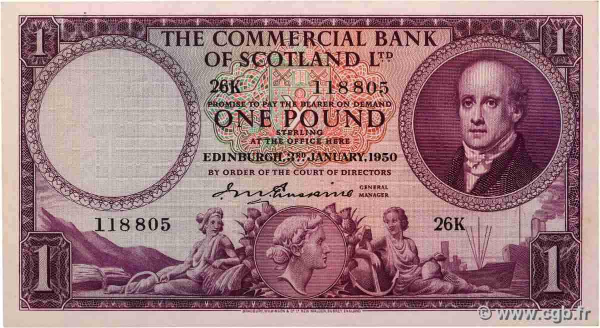 1 Pound ÉCOSSE 1950 PS.332 SPL+