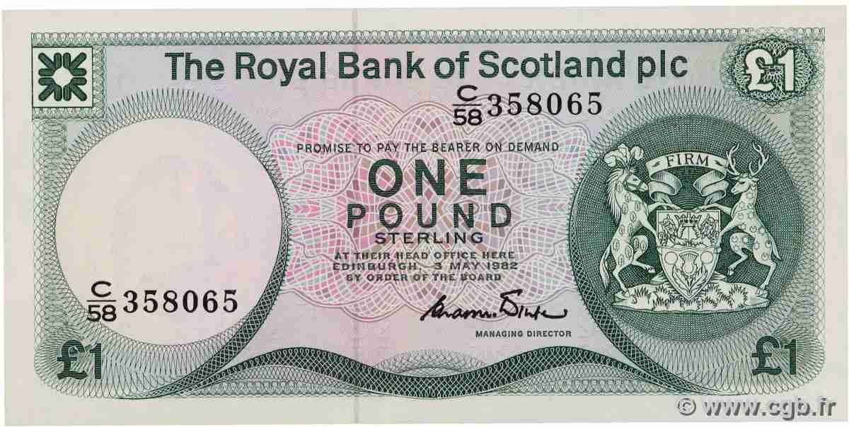 1 Pound SCOTLAND 1982 P.341a UNC-