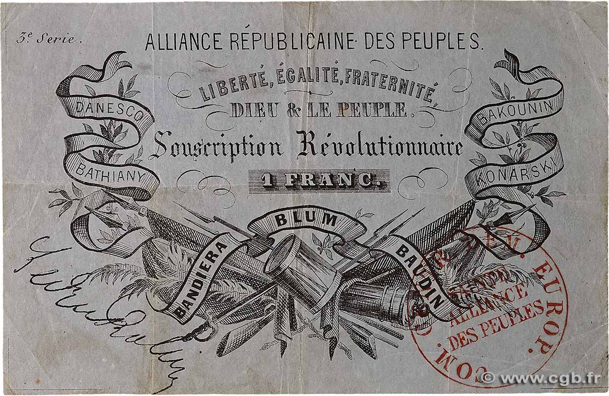 1 Franc FRANCE regionalism and various 1852 P.- F+