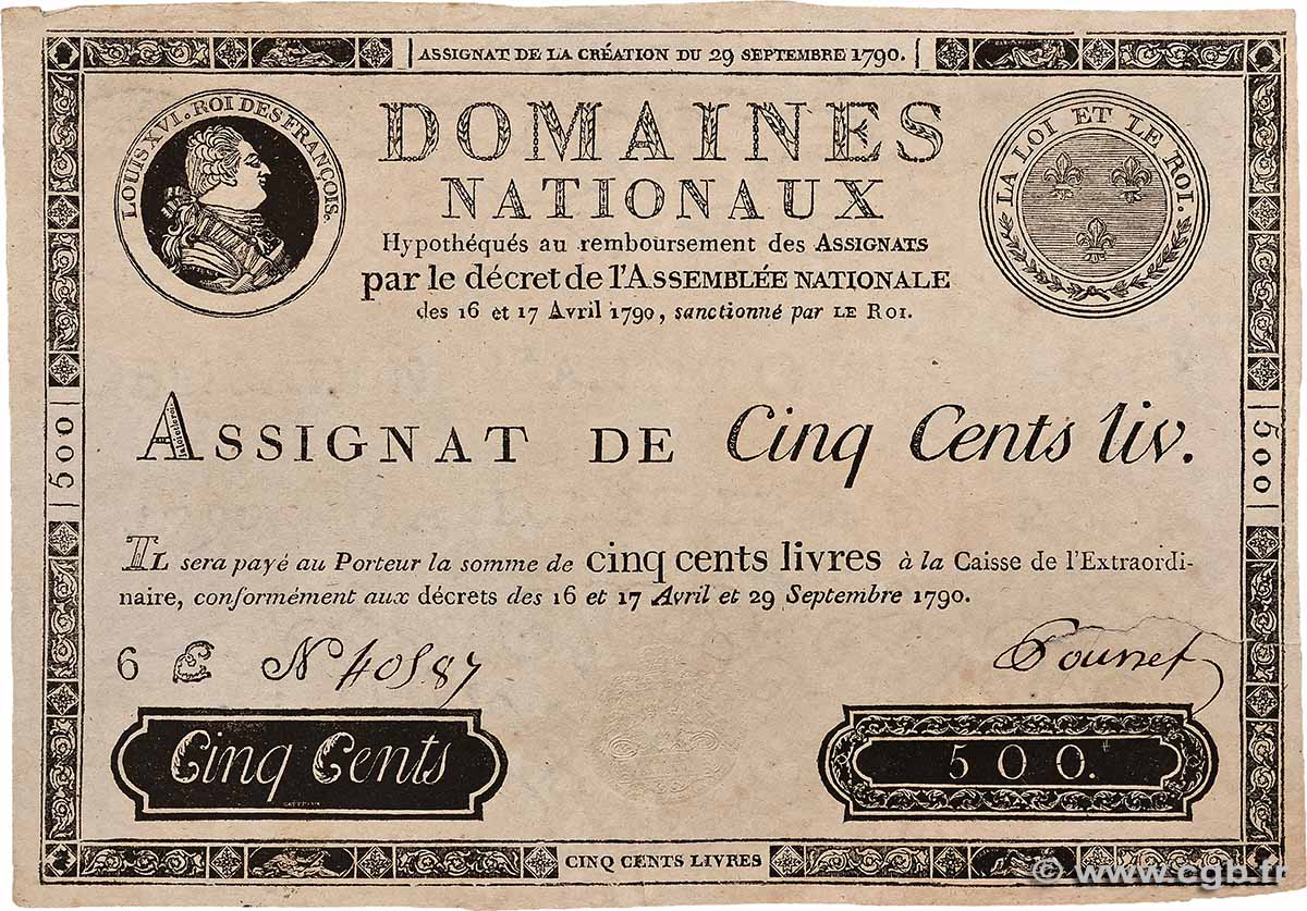 500 Livres Faux FRANCE 1790 Ass.10f VF+