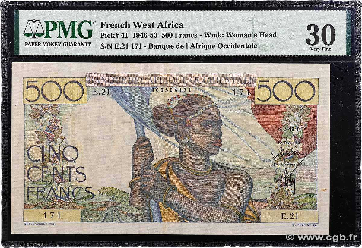 500 Francs FRENCH WEST AFRICA 1946 P.41 VF