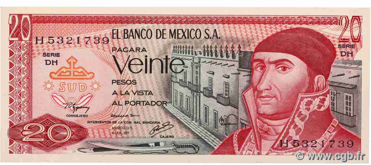 20 Pesos MEXICO 1977 P.064d AU+