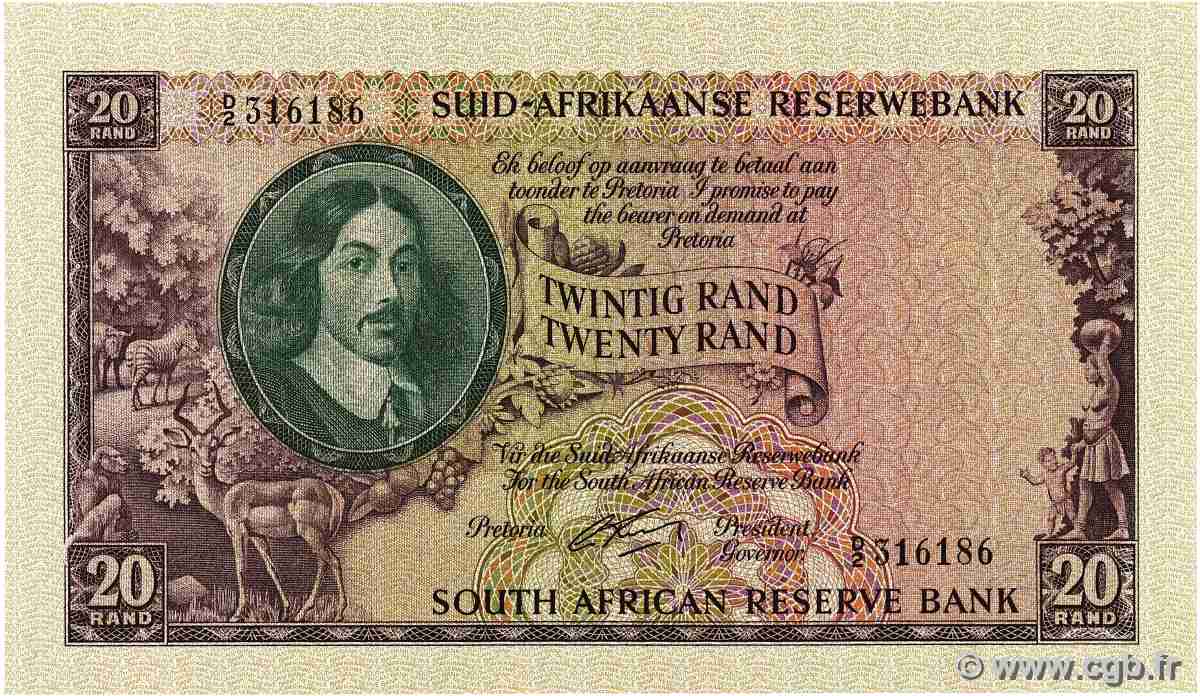 20 Rand SUDAFRICA 1962 P.108A SPL+