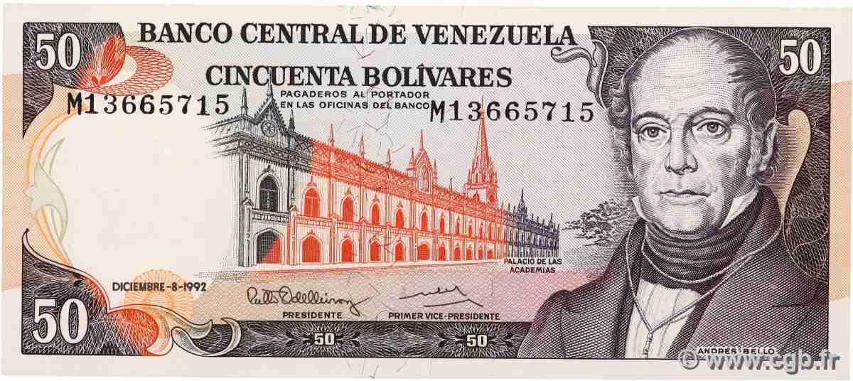 50 Bolivares VENEZUELA 1992 P.065d fST