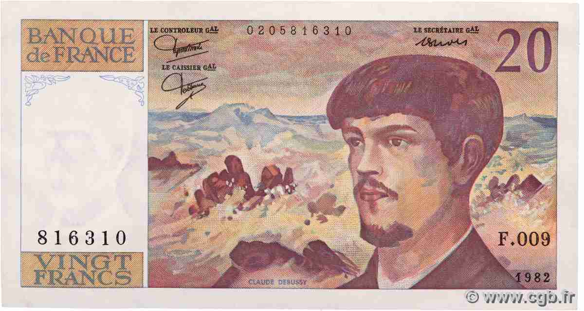 20 Francs DEBUSSY FRANCE 1982 F.66.03 SUP
