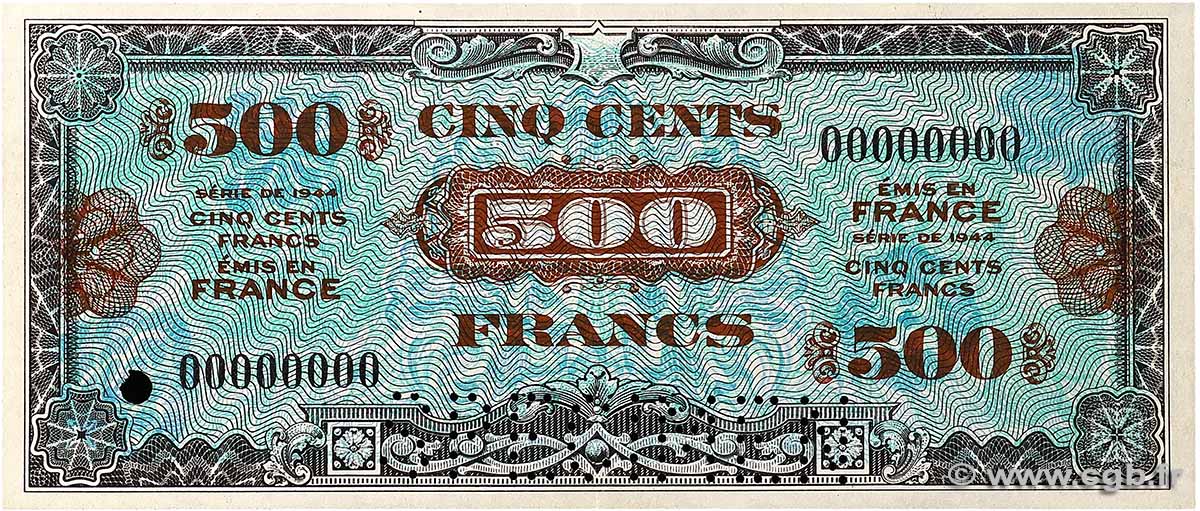 500 Francs DRAPEAU Spécimen FRANCE 1944 VF.21.00Sp AU