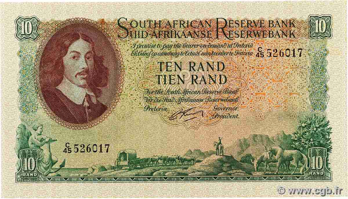 10 Rand SUDAFRICA 1962 P.106b SPL+