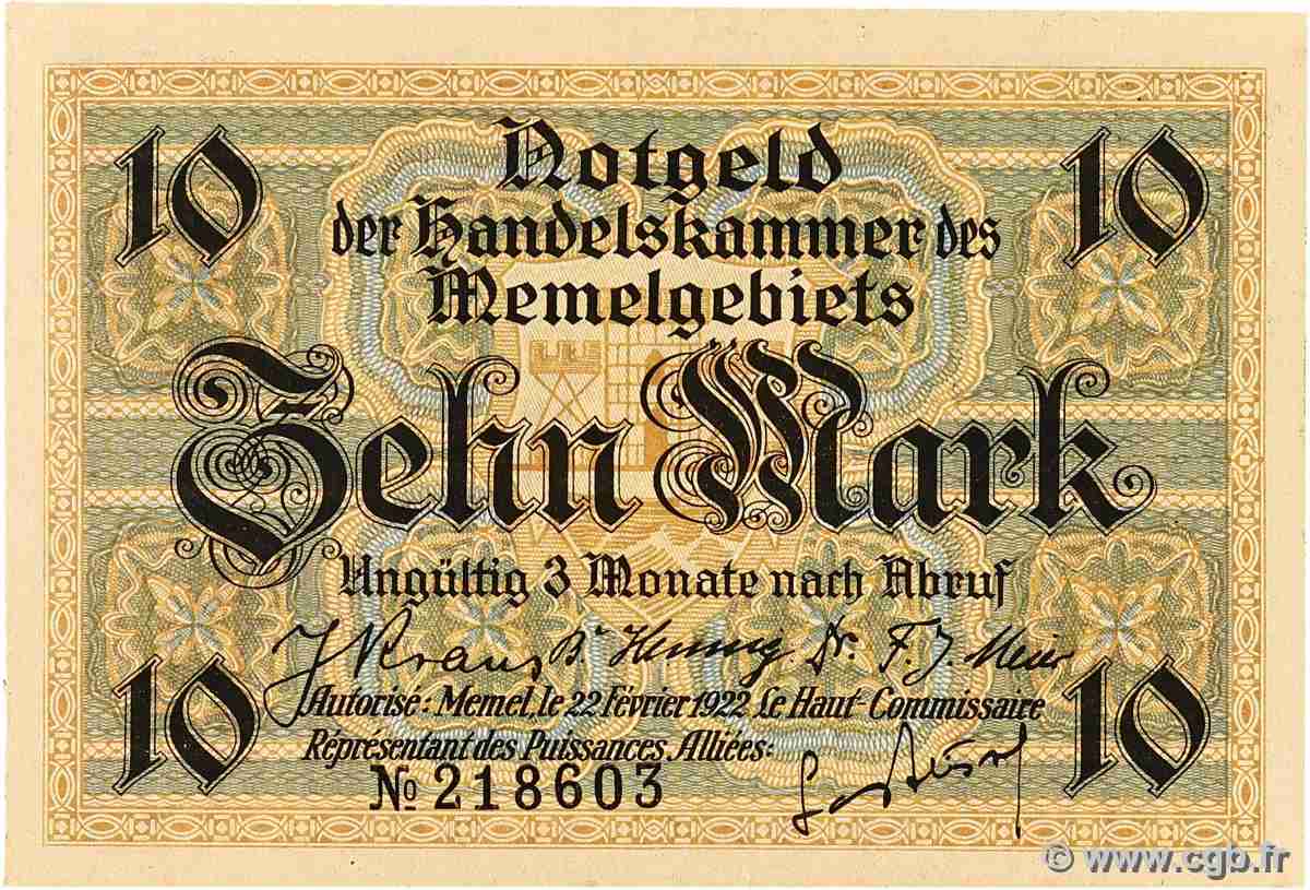 10 Mark MEMEL 1922 P.05b pr.NEUF