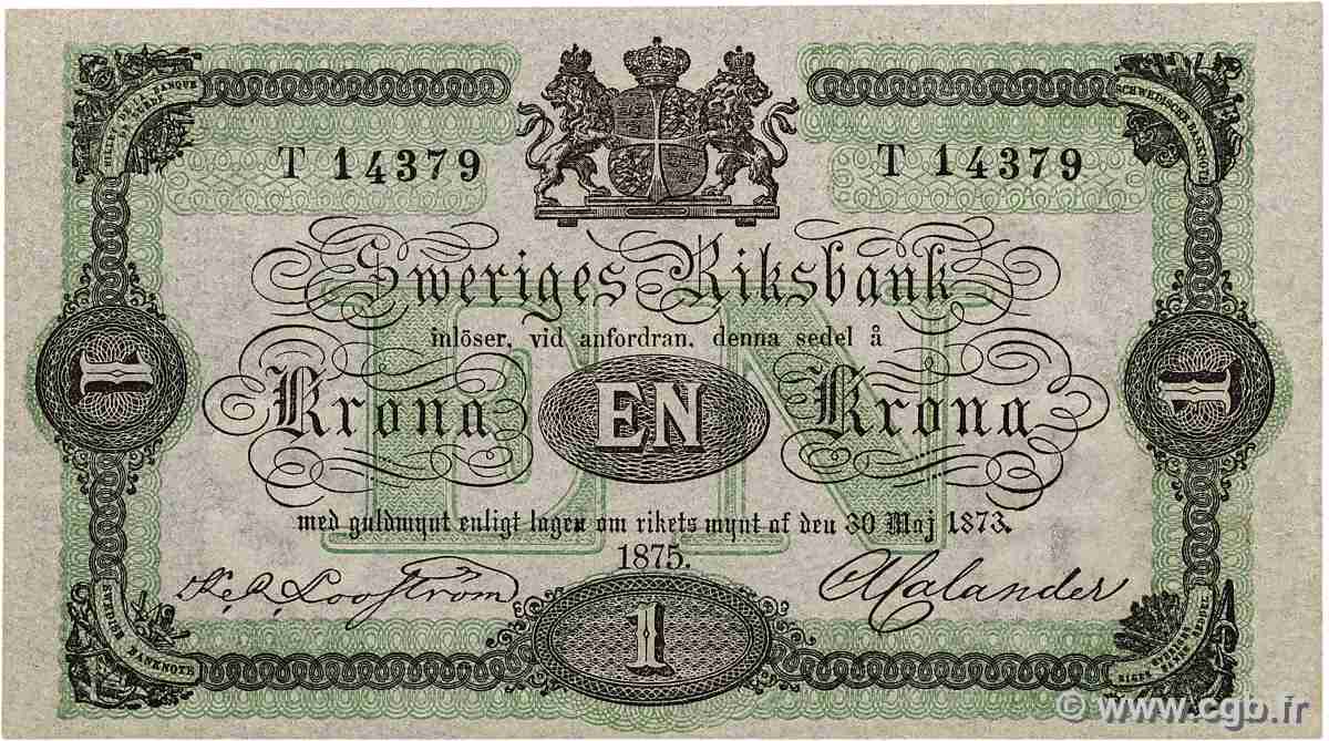 1 Krona SUÈDE 1875 P.01b q.FDC