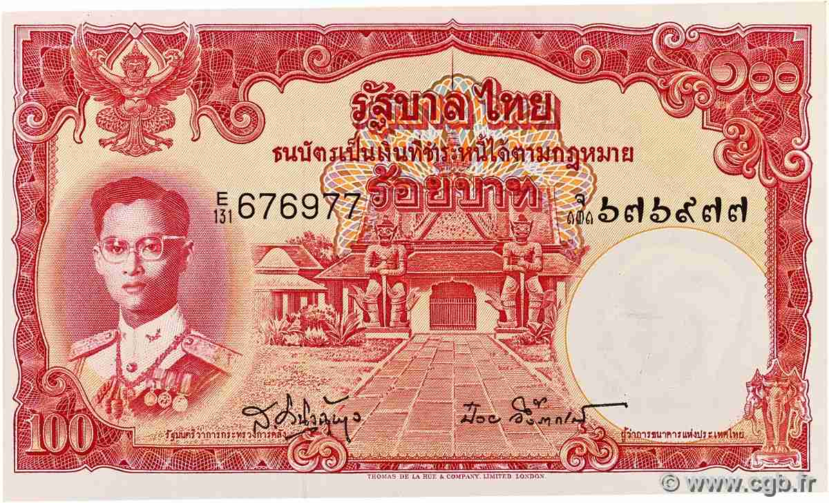 100 Baht THAÏLANDE 1955 P.078d NEUF