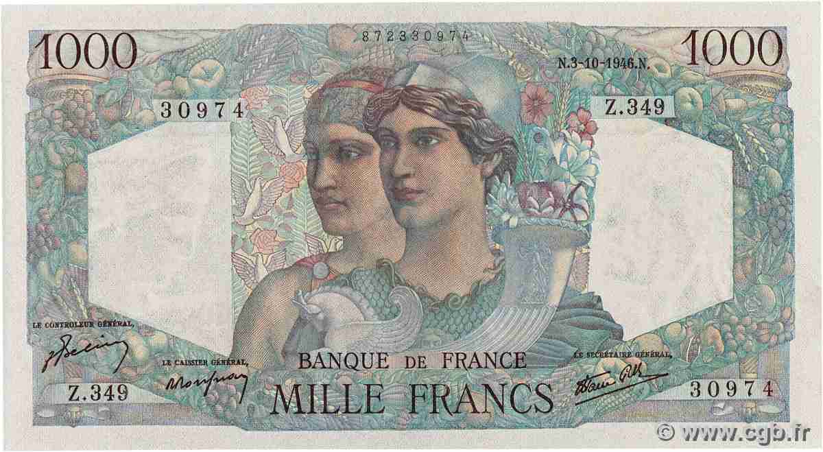 1000 Francs MINERVE ET HERCULE FRANCE 1946 F.41.17 UNC