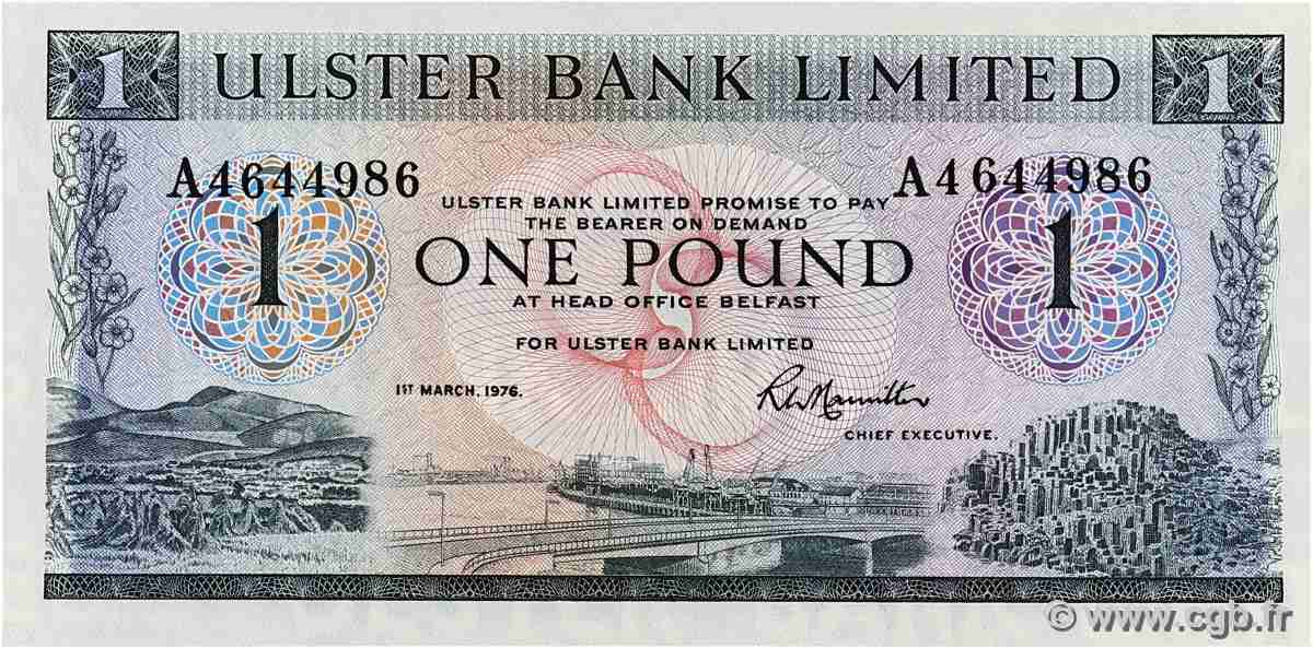 1 Pound NORTHERN IRELAND 1976 P.325b SC+
