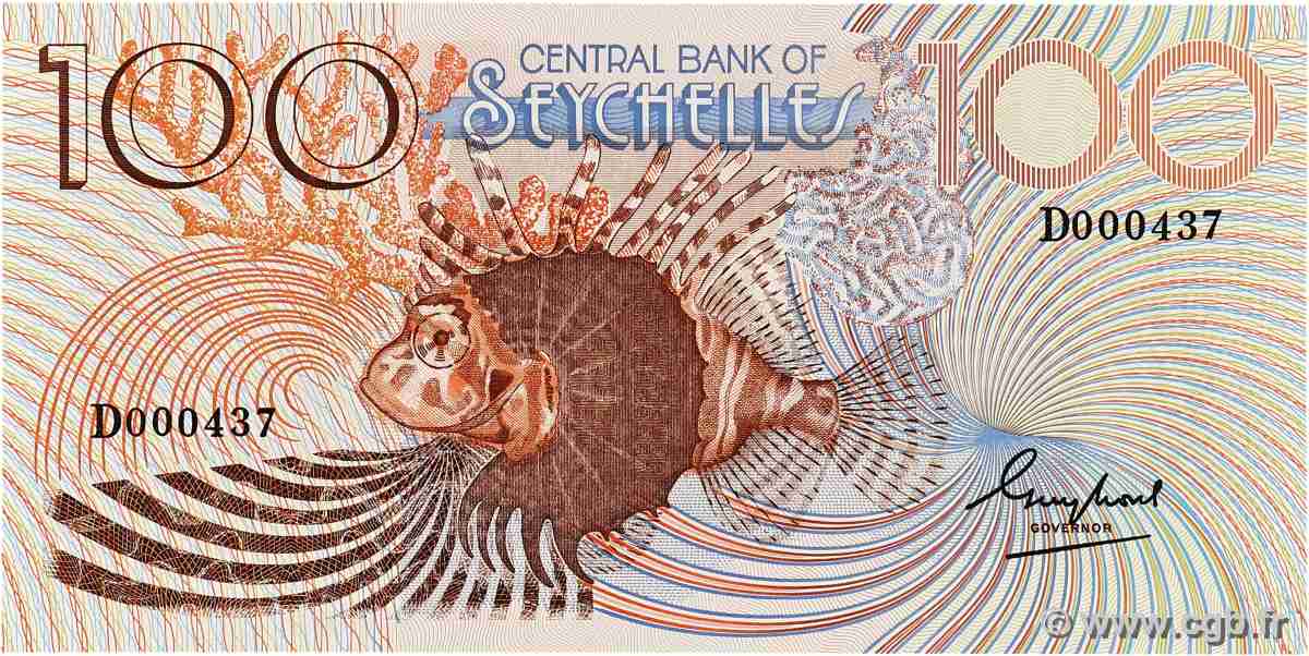 100 Rupees Petit numéro SEYCHELLES 1980 P.31a NEUF