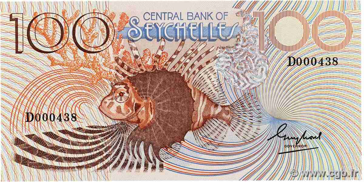 100 Rupees Petit numéro SEYCHELLEN 1980 P.31a ST